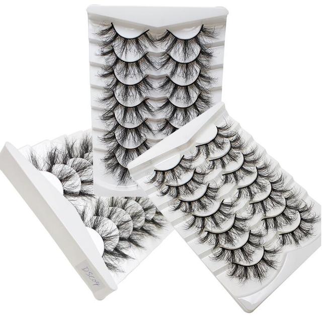 7Pairs 25mm Soft Fluffy 3D Mink False Eyelashes Dramatic Long Wispies Lash Extension Natural Volume Beauty Handmade Eye M