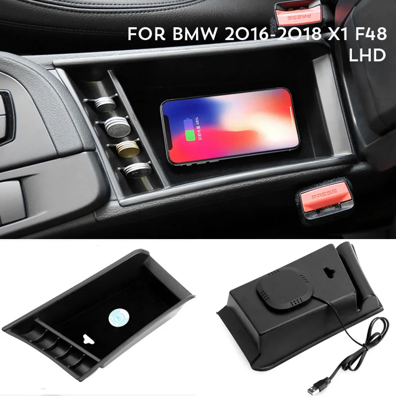 

For 2016-2018 BMW X1 F48 Mobile phone wireless charging Central Armrest storage box For BMW 520 525 528 530 F18 LHD 2014-2017