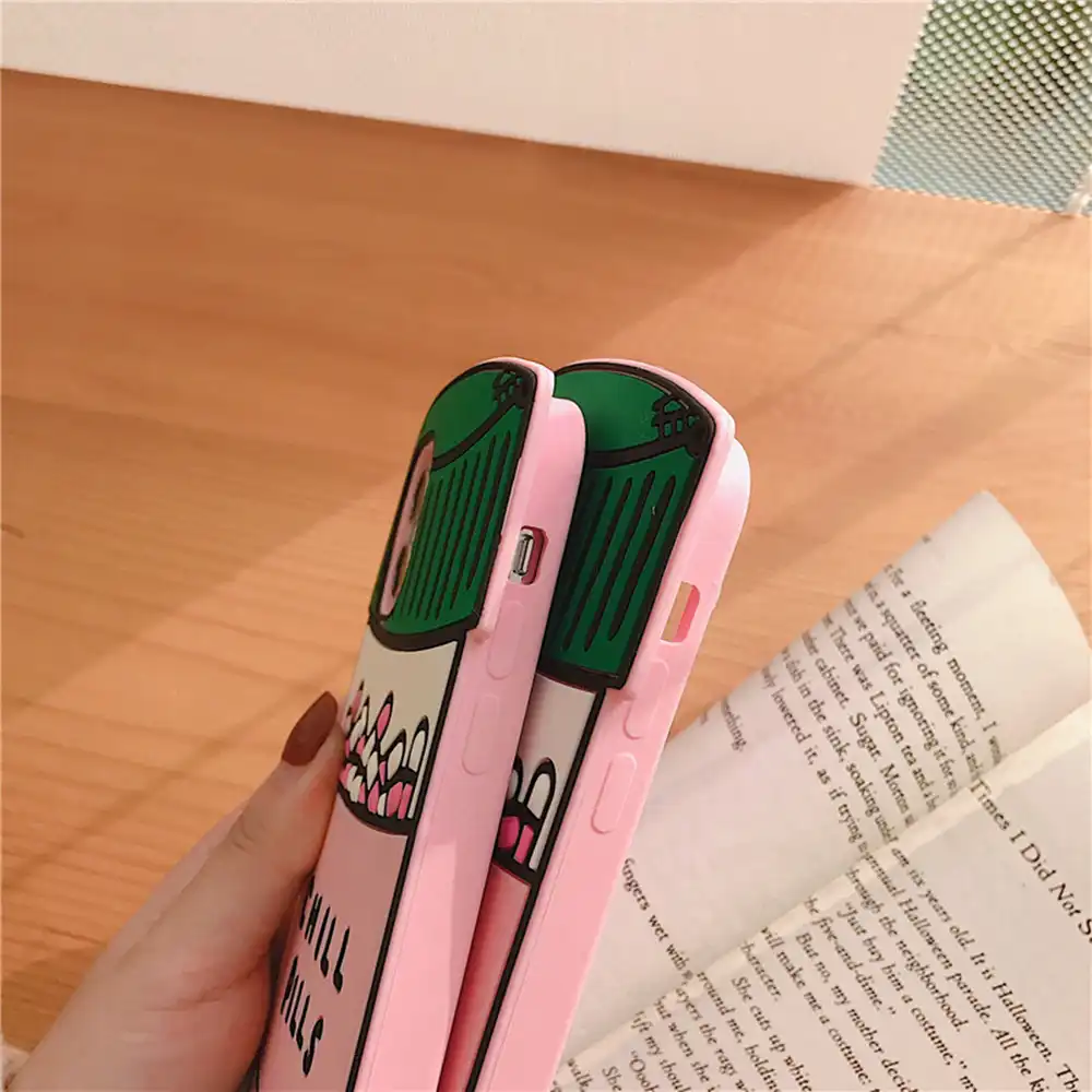 Voor Iphone11pro 3d Roze Kalm Chill Pillen Hoge Kwaliteit Anti Drop Silicone Soft Cover Voor Iphone Max Xs Xr 6 7 8plus X Telefoon Case Passende Hoesjes Aliexpress