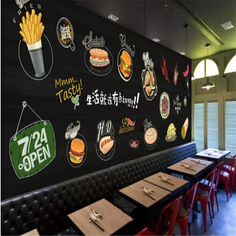 European And American Burger Western Fast Food Restaurant Snack Bar Background Mural Wallpaper Industrial Decor Wall Paper 3d Wallpapers Aliexpress