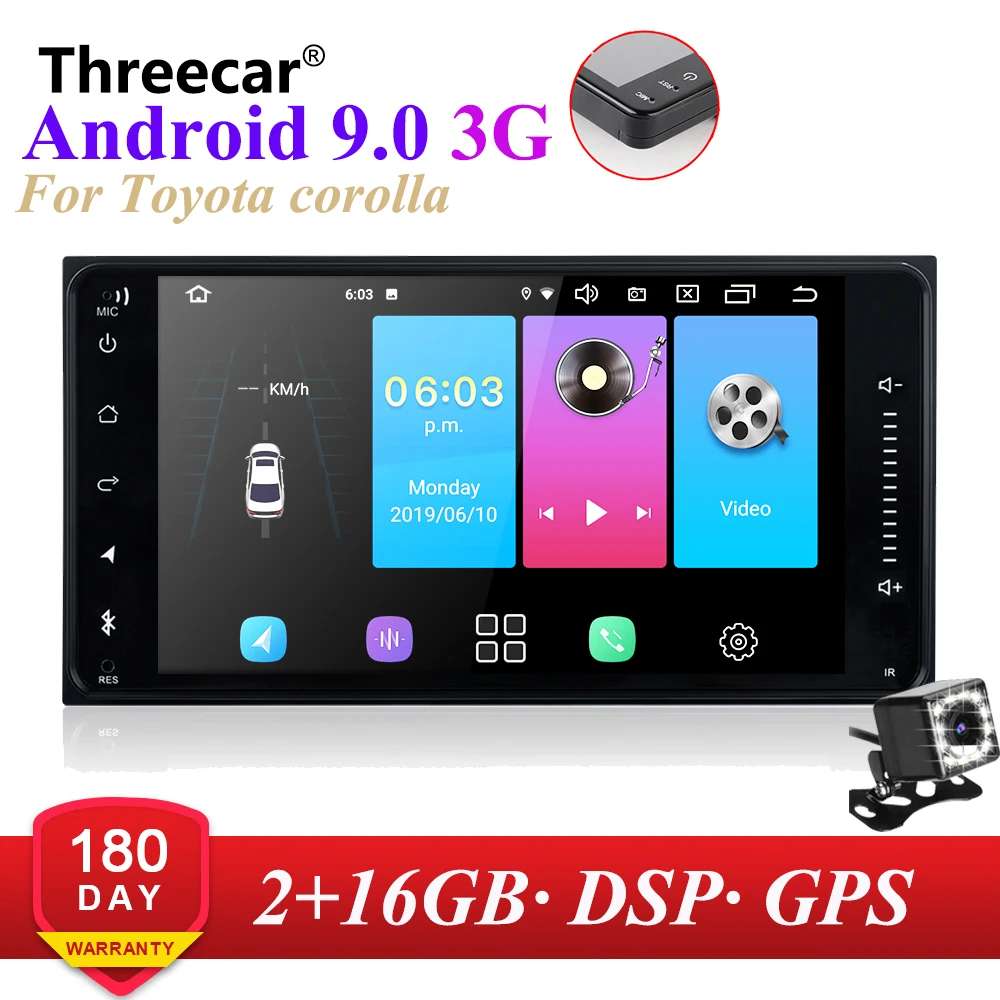 

2 din Android 9.0 Octa Core Car Radio For Toyata COROLLA VIOS CROWN CAMRY HIACE PREVIA COROLLA RAV4 GPS Navi 3G Wifi BT OBD DAB+
