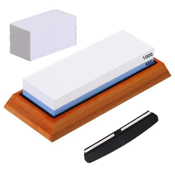 

WSFS Hot 1000/6000 Grit Double-Sided Sharpening Stone Base Angle Guide Set Corundum Sharpener Kitchen Grinding Whetstone