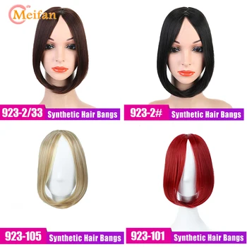 

MEIFAN Long Straight Bangs Clip in the Hair Wear Bangs Extension Heat Resistant Synthetic Natural Bangs Hair pieces for Women