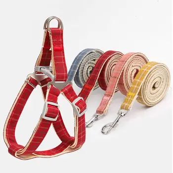 

Walking Dog Leash Soft Adjustable Dog Harness Vest Chest Strap Striped-Lattice Traction Rope Anti-bite Chest Strap Pet Supply