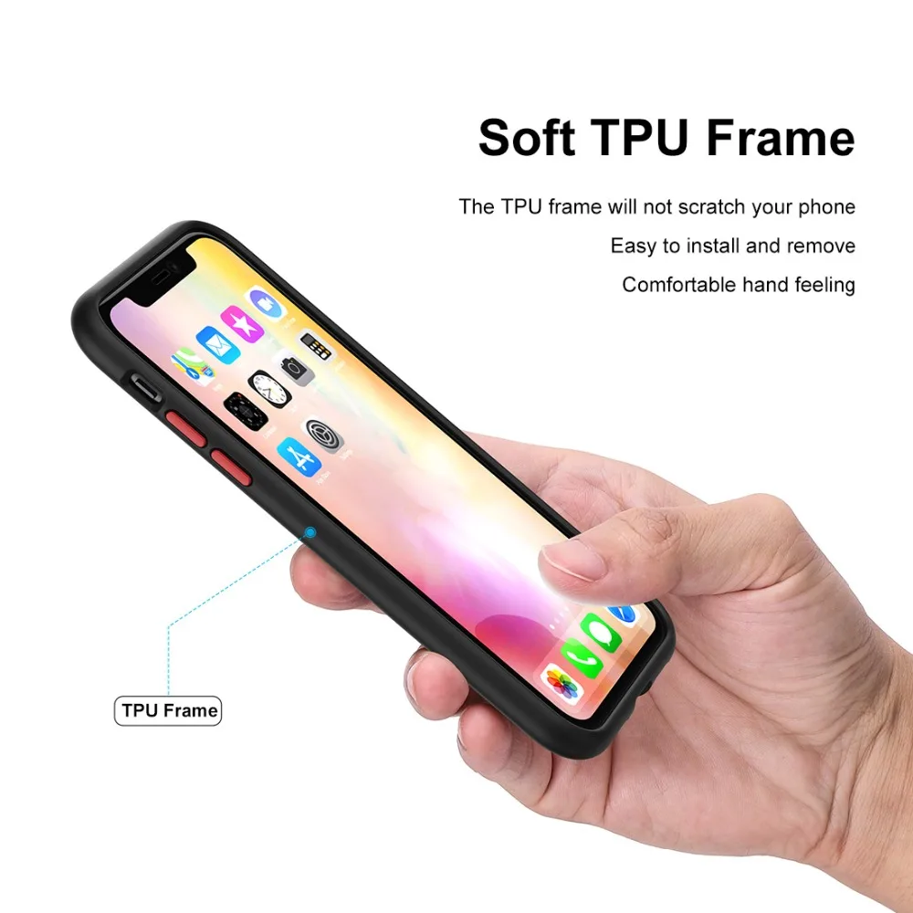 Высококачественный чехол для iPhone 11 Матовый задняя панель ТПУ Рамка защитный чехол для телефона iPhone 11 6,1 дюймов