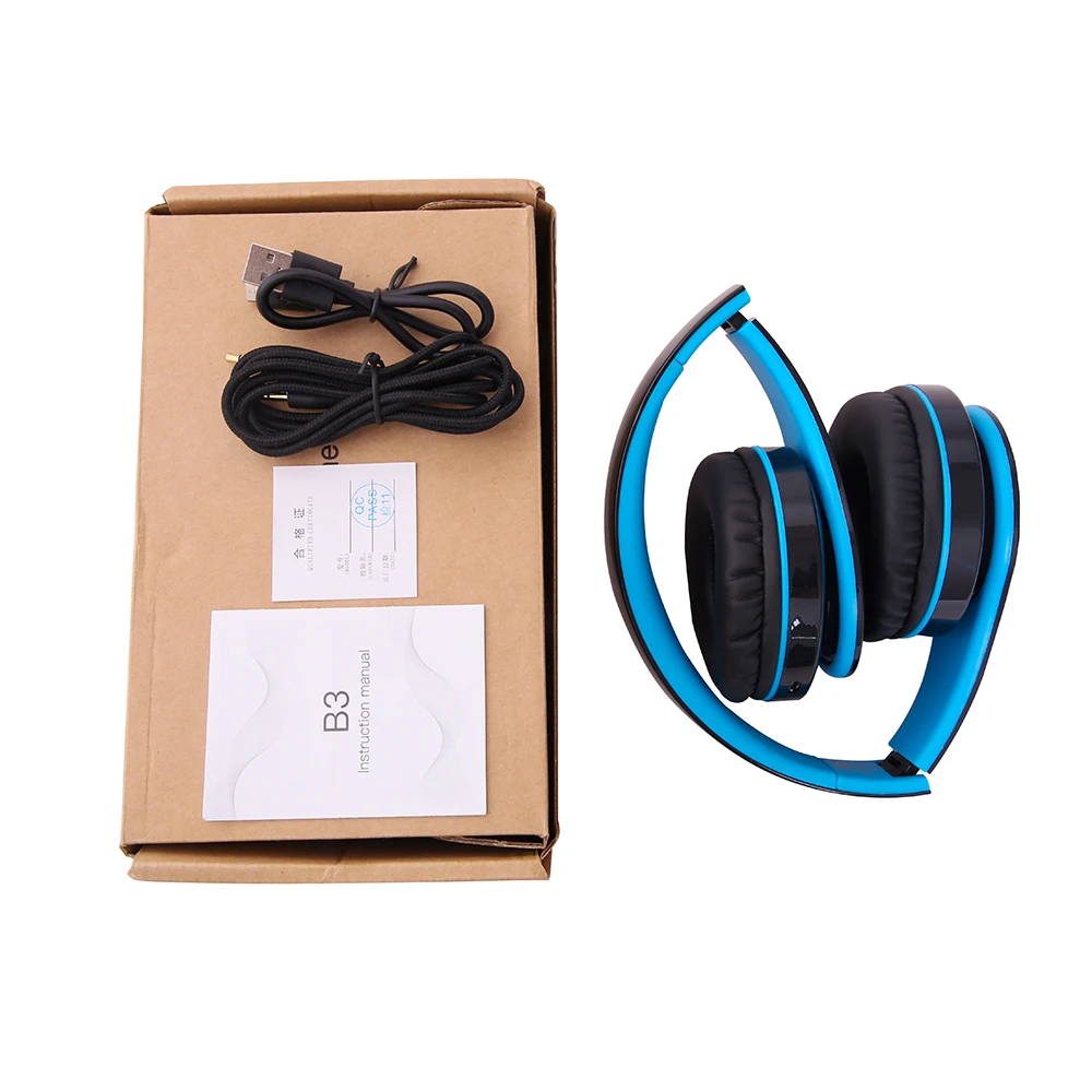 Hi-Fi стереонаушники bluetooth наушники Музыкальная гарнитура FM и поддержка sd-карты с микрофоном для мобильного xiaomi iphone sumsamg tablet - Цвет: BLUE