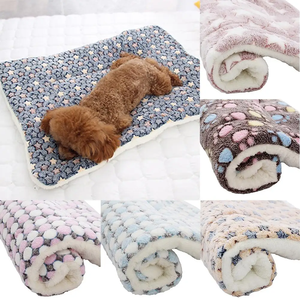Washable Pet Dog Puppy Cat Pad Bed Cushion Fleece Mat Warm Soft Blanket 