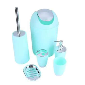 

6Pcs Bathroom Accessory Set Bin Soap Dish Dispenser Tumbler Toothbrush Holder US Portable Soap Dish Box Case