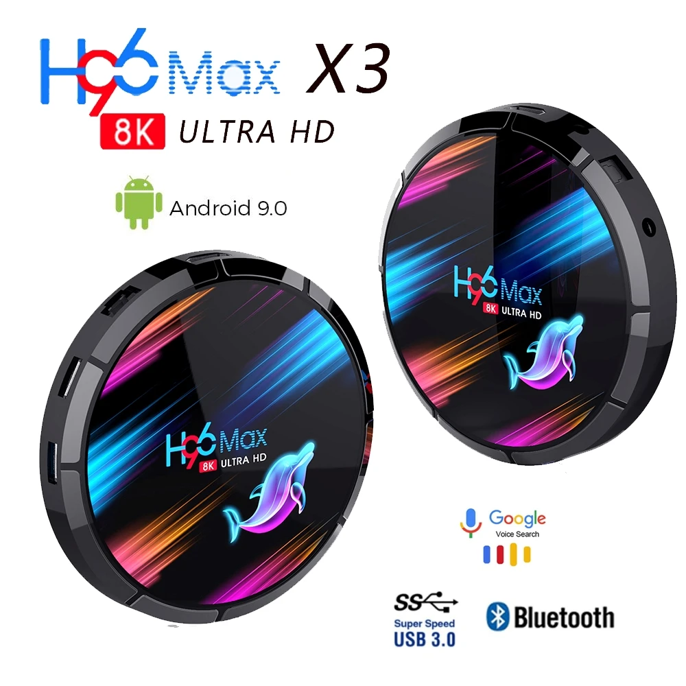 

H96 MAX X3 Amlogic S905X3 Android 9.0 TV BOX 4GB 128GB wifi 2.4G / 5G 8K 24fps Set Top Box H96 MAX X3 Android tv set box youtube