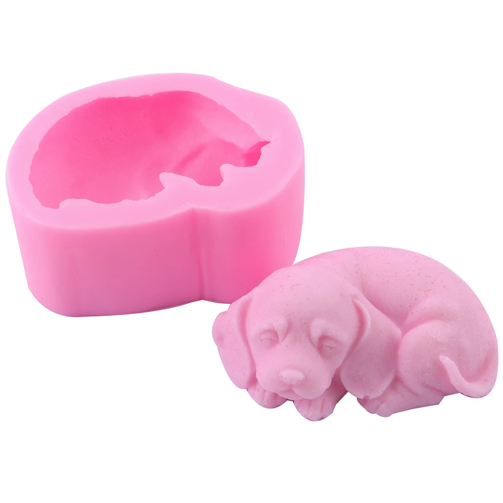 Cute Dog Shaped Silicone Soap Molds 3D Animal Crafts Decoration Resin Plaster Soap Making Cake Chocolate Mold Decorating Tools