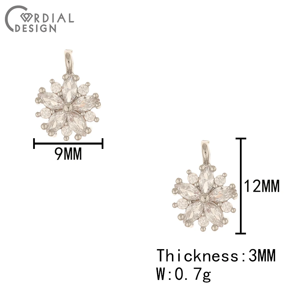 Cordial Design 50Pcs 9*12MM DIY/Jewelry Accessories/CZ Charms/Pendant/Flower Shape/Jewelry Findings & Components/Hand Made - cordial