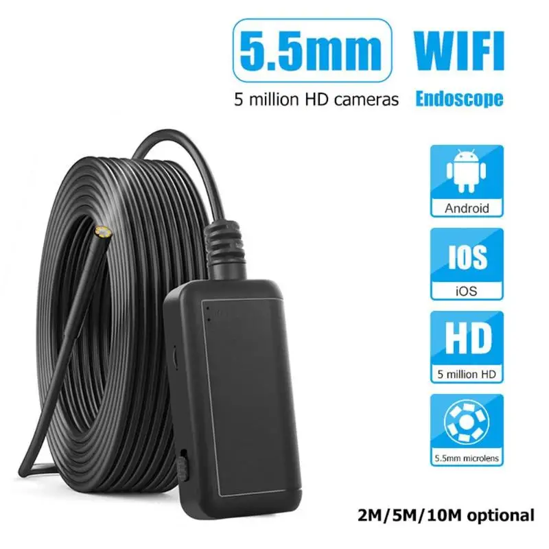 Wi-Fi, 5MP HD 1920P 6 светодиодный камера эндоскопа для IP67 производственного контроля Камера с 2/5/10m видео-дверной Камеры скрытого видеонаблюдения