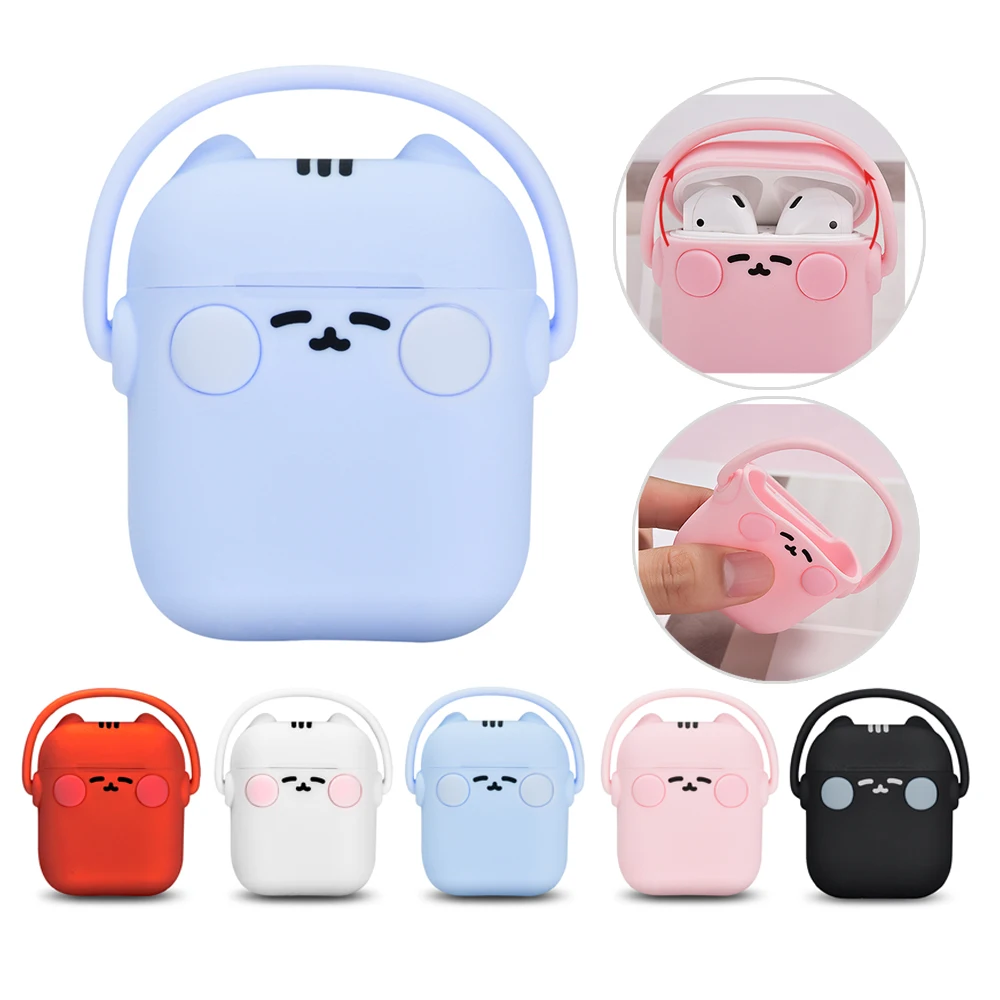 

For AirPods Case 2 Cute Rock Cat Cartoon Silicone Earphone Protective Cover For Air Pods 1 Case