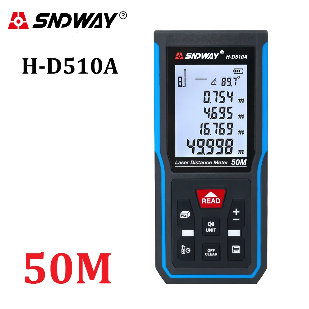H-D510A 50m Лазер sndway дальномер 50 м 70 м 100 м 120 м дальномер цифровой дальномер Trena рулетка Линейка дальномер измерительная лента - Цвет: H-D510A 50m