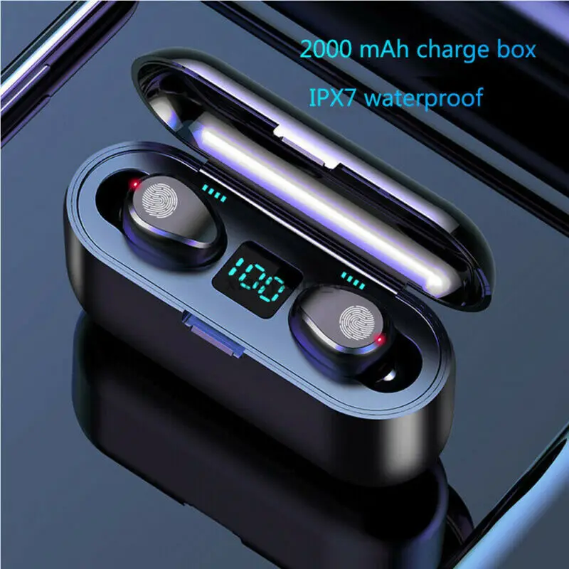 

Bluetooth 5.0 Tuch Headsets TWS Wireless Earphones Mini Earbud Stereo Sport Gaming Earphone 2000 mAh Power For iPhone Xiaomi