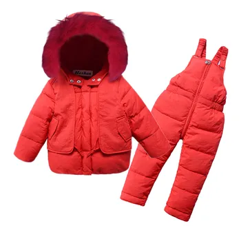 

Kids Clothes Girls Boys Down Coat Children Warm Snowsuit Outerwear + Romper Clothing Set Russian children's Winter jackets