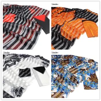 

4+2yards/pcs Hot sale Gahna Style satin silk fabric with organza ribbon material African wax design for sewing f910-23