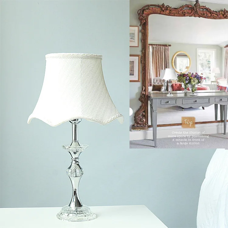 

Modern Crystal Bedroom Table Lamp Fabric Lampshade Living Room Decoration Abajur Table lamp For Bedroom Lamparas De Mesa