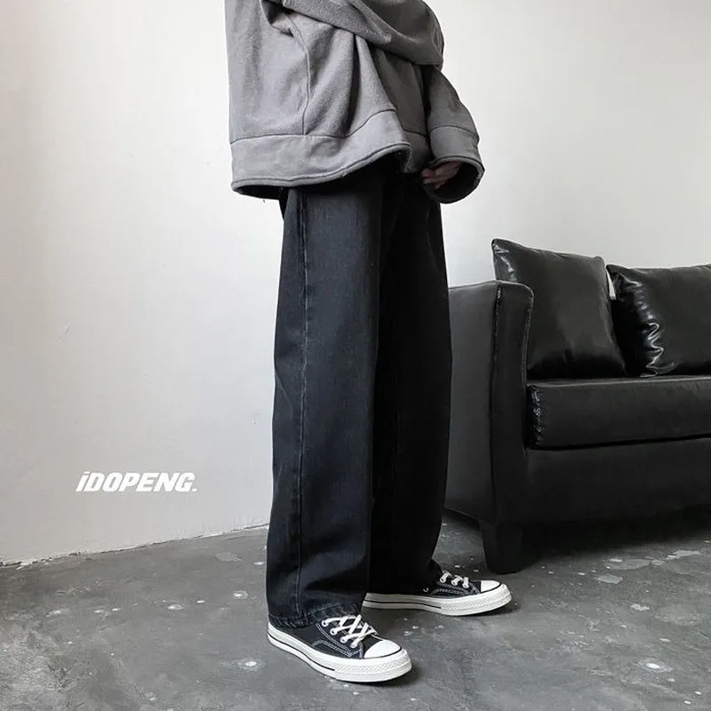 Men Jeans Mens Jeans Jeans Trousers Denim Trousers Men Jeans Autumn Male Trousers Cozy Breathable Retro Loose All-match Korean Trendy Streetwear Students Ulzzang Chic Wide Leg 3XL