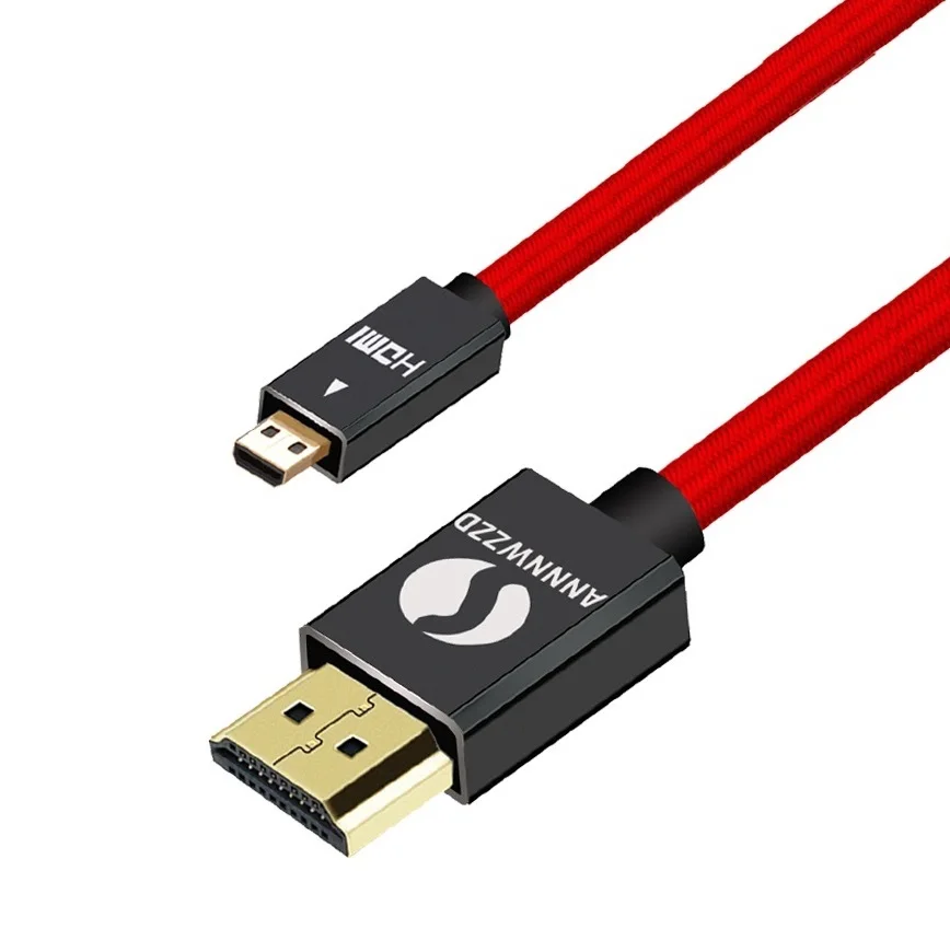 Annwzzd Micro HDMI (тип D) к A) позолоченный (высокая скорость) кабель 1.4a 2 0 реальный 3D и Ethernet