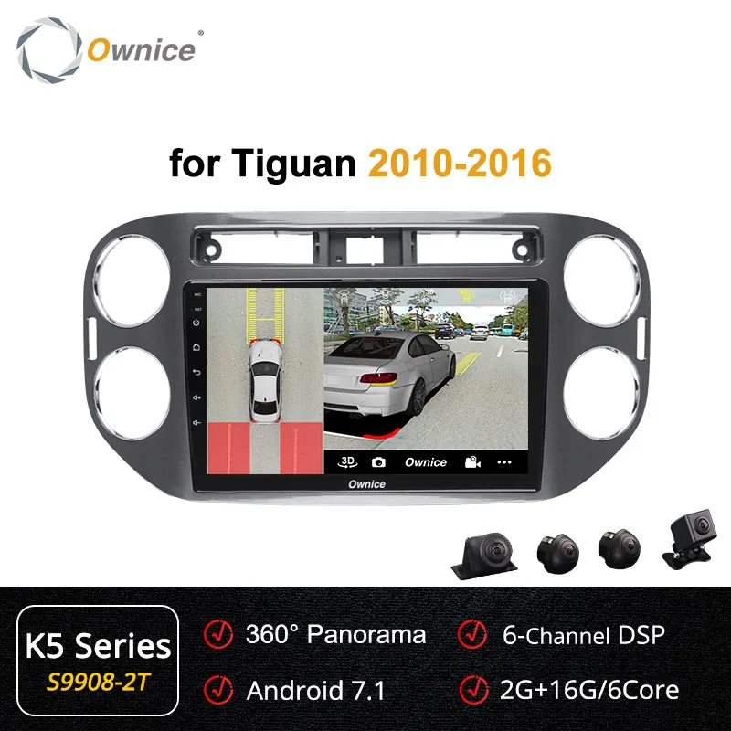 Ownice Автомобильный плеер gps Navi k3 k5 k6 для VW tiguan 2010 2011 2012 2013 Android 9,0 8Core 4G DSP 360 панорама SPDIF - Цвет: S9908-2 K5