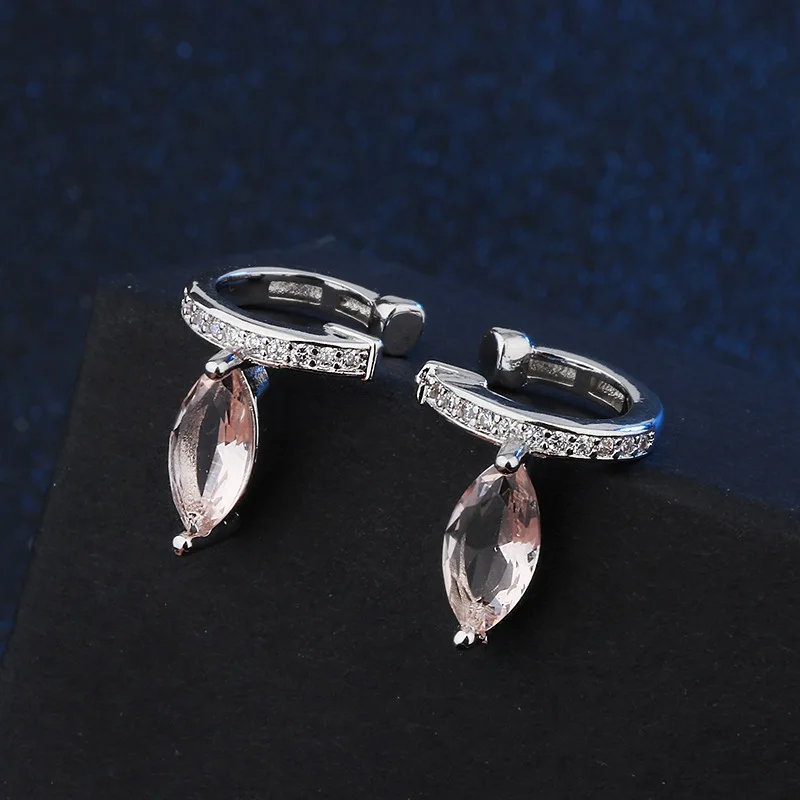 Silver color OMYFUN, серьги-каффы для женщин и девушек, модные кубические циркониевые камни, маленькие серьги-клипсы, богемное ювелирное изделие для ушей, E46 - Окраска металла: Silver color