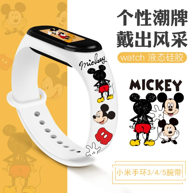 Disney Mickey Minnie strap is suitable for Xiaomi 3/4/5/6/NFC Mi Band printing wristband strap watch decoration birthday gifts 1