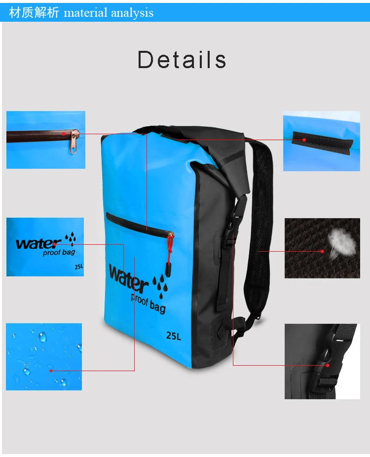 PVC Waterproof Bag 5L 10L 20L Outdoor Swimming Bag Diving Compression Storage  Dry Bag For Man Women Kayaking Backpack