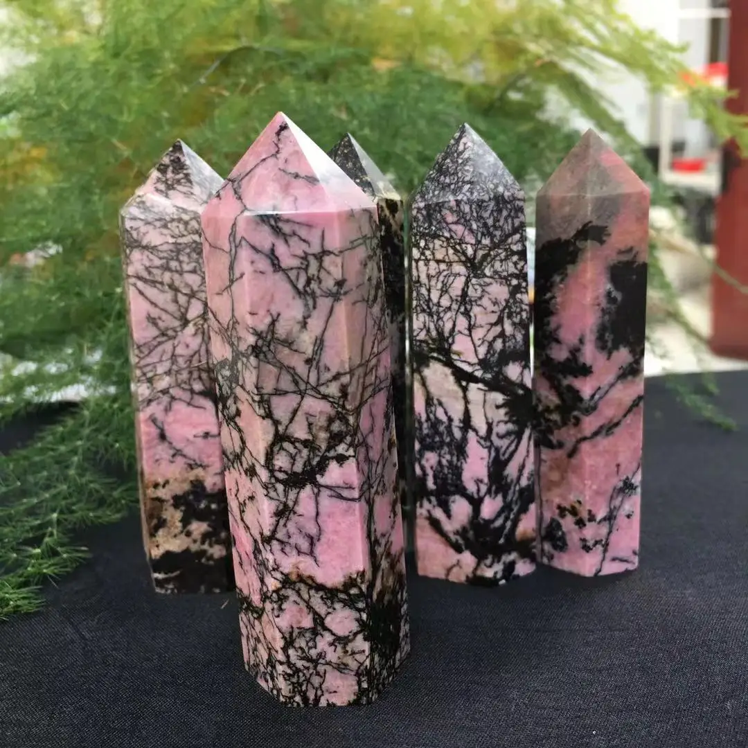 

Natural Crystal Point Tolgus Healing Obelisk Rose Quartz Wand Ornament for Home Decor Reiki Energy Stone