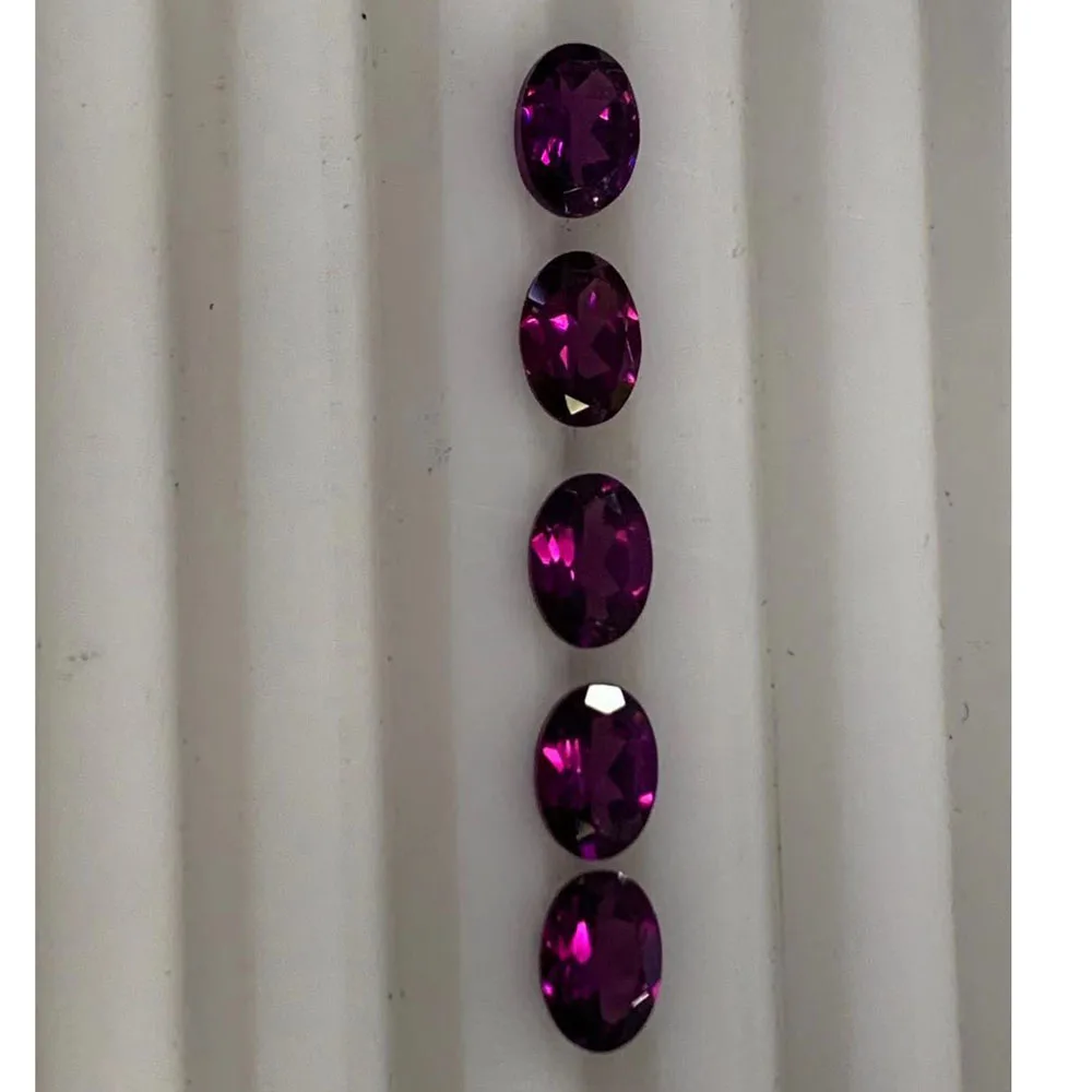 natural rhodolite loose gemstone oval 5*7mm ard 4.9ct 5 piece in one lot for 925 sterling silver jewelry mounting