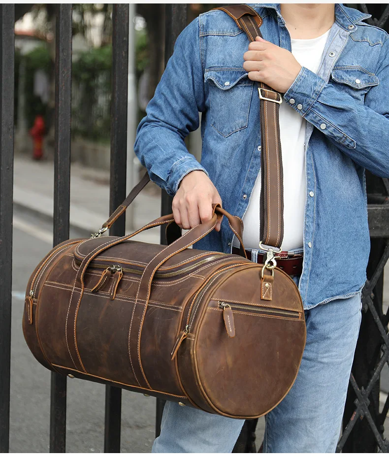 Bolsa de viaje piel mujer hombre maleta viaje bolsa equipaje cuero