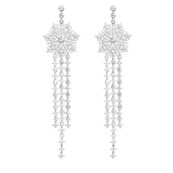 

MINA BEAR New Fashion Snowflake Star Long Tassel Earrings Full Cz Zircon Ladies Luxury Brand Wedding Jewelry free delivery