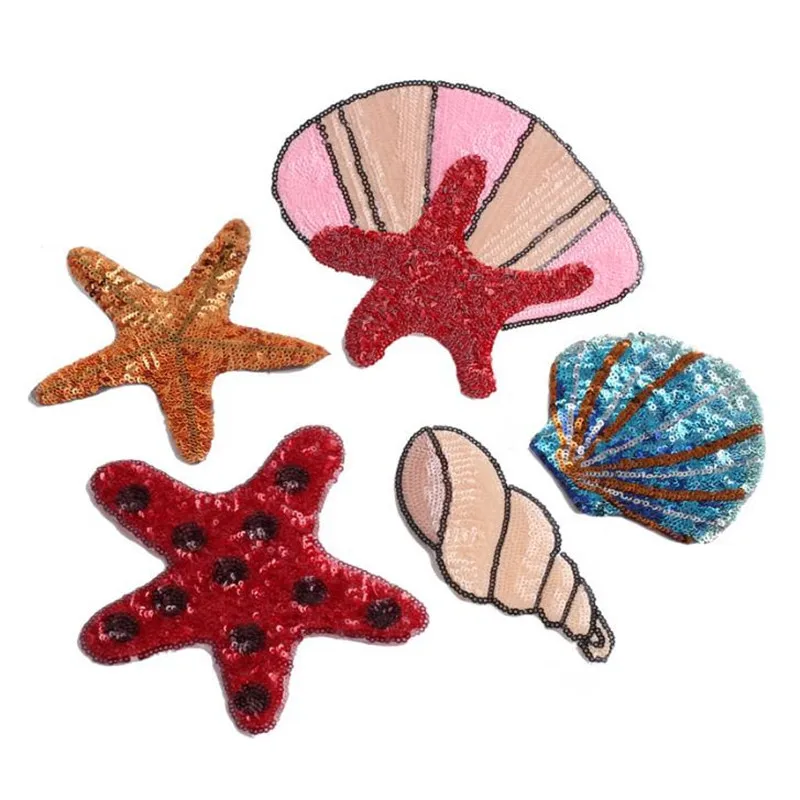 

Fashion Clothes Women Diy Sequins Patch Street culture Icon 148mm Shell series Deal with it Iron on patches for clothing girl
