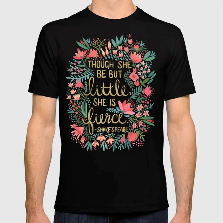 Little& Fierce футболка природа любовь цитаты в летнюю ночь Акварельная живопись цветы Золотые надписи