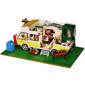 

Wooden Miniature Recreational Vehicle Dollhouses Non-toxic Building Models 3d Art Kit Arts Diy 3d Miniature Kit