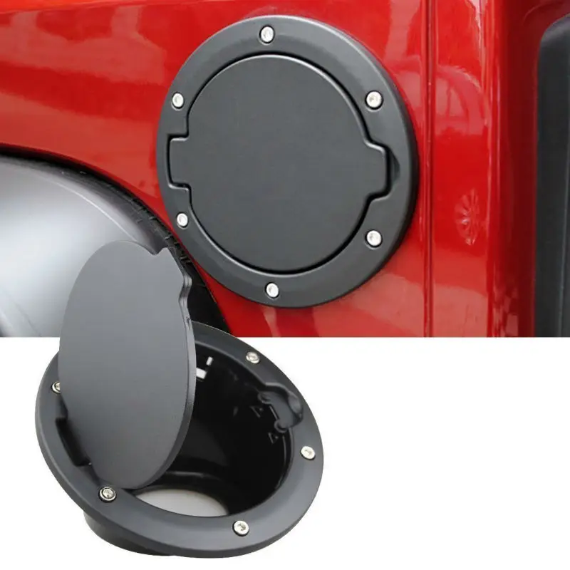 Fuel Filler Door Gas Tank Cap Lid Cover For 07 Jeep Wrangler JK Unlimited Black
