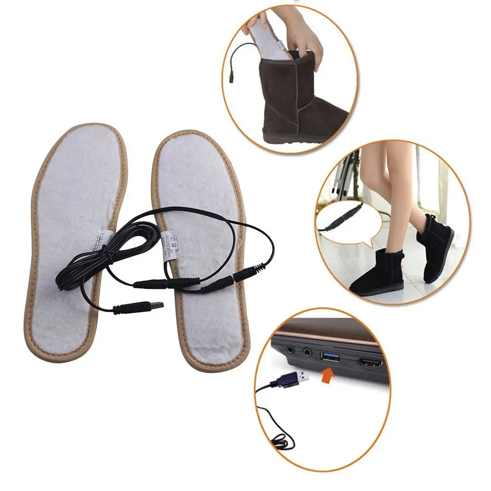 

NEW Winter Warm Electrically Heated Insoles USB Charging Plush fur Insoles Keep Warm feet Pad For Women&Men Shoes