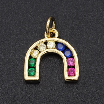 

5pcs/lot 13x13mm 100% CZ Zircon DIY Jewelry Rainbow Charm Pendant Wholesale Necklace Making Charms Jewellery Accessories