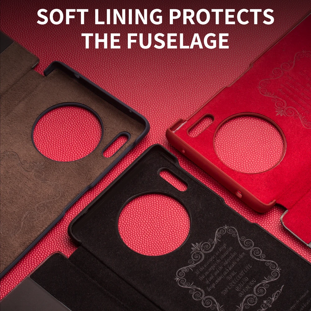 QIALINO Fashion Genuine Leather Flip Cover for Huawei P30 P40 Pro+Plus Luxury Handmade Smart Window Case for Huawei Mate 30 Pro