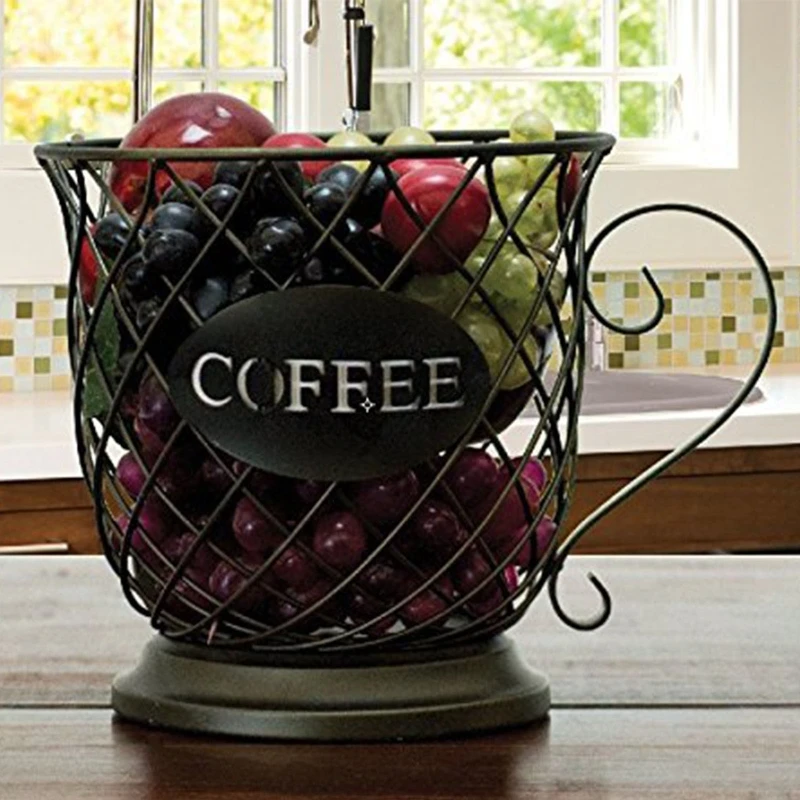 European Style Simple Fashion Coffee Pod Holder Organizer Fruit Storage Basket for Coffee Shop Bar Counter Cabinet Office