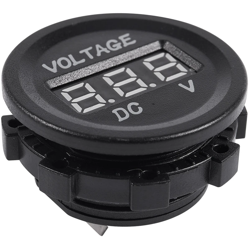 DC 12 V-24 V Светодиодный индикатор для мотоцикла с цифровым дисплеем вольтметр измеритель напряжения Круглая Панель(красный светодиодный дисплей