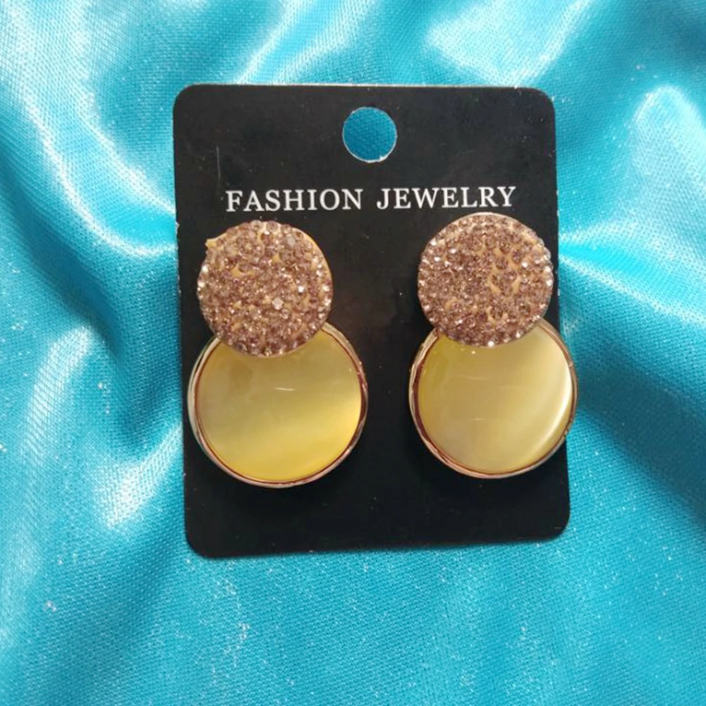 5Pairs round cat eye stone earrings ladies statement fashion jewelry trendy gold rhinestone dangle drop earring boucle doreille