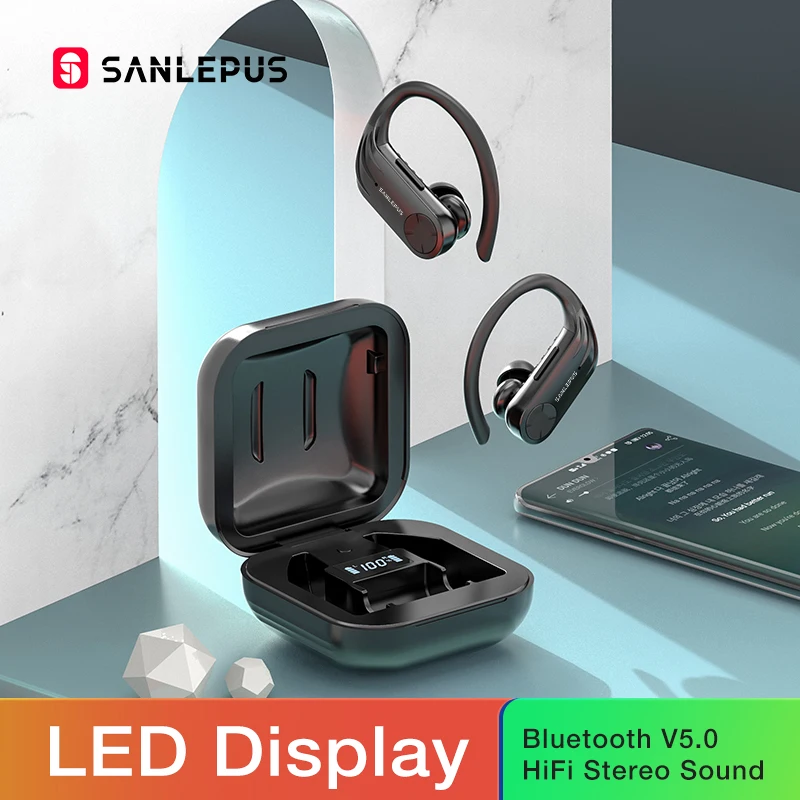 SANLEPUS B1 Led дисплей Bluetooth наушники беспроводные наушники TWS стерео наушники водонепроницаемые шумоподавление гарнитура с микрофоном - изображение