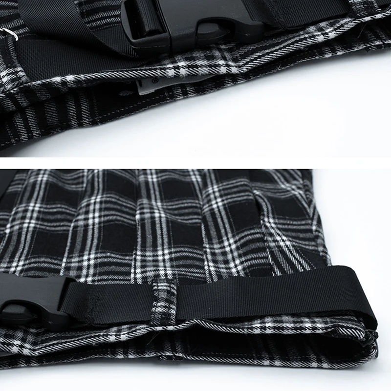[EAM] High Waist Black Plaid Printed Buckle Temperament Half-body Skirt Women Fashion Tide New Spring Summer 2020 1X535