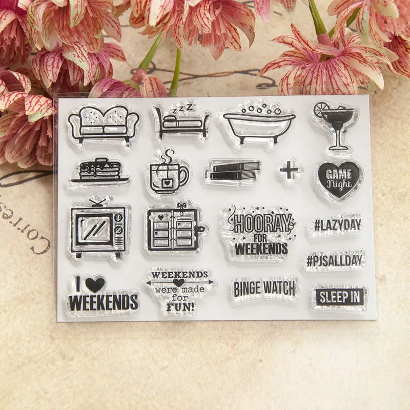 CLEAR STAMPS Small Icon Family Life Letters Cutting Dies Scrapbook Card Paper Craft SiliconTransparent Stamps03