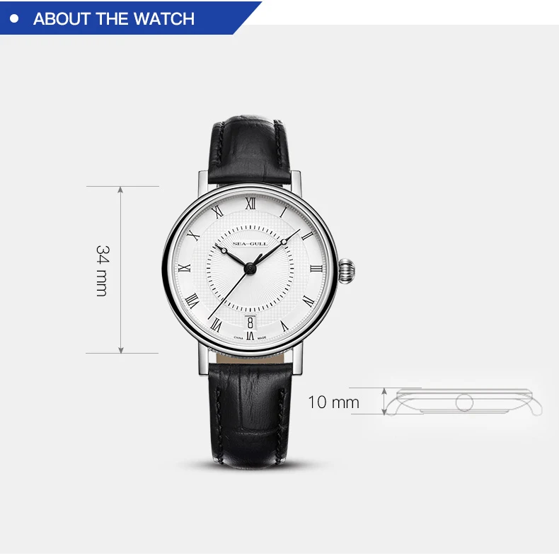 Часы с Чайкой женские настольные деловые автоматические механические часы 30 метров водонепроницаемые часы модные повседневные настольные 819.11.6022L