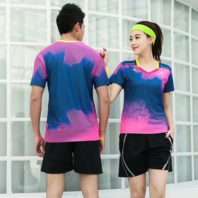 US $16.45 2019 New Style Short Sleeve Badminton Clothing Set Men And Women Students Team Game Training Suit Q