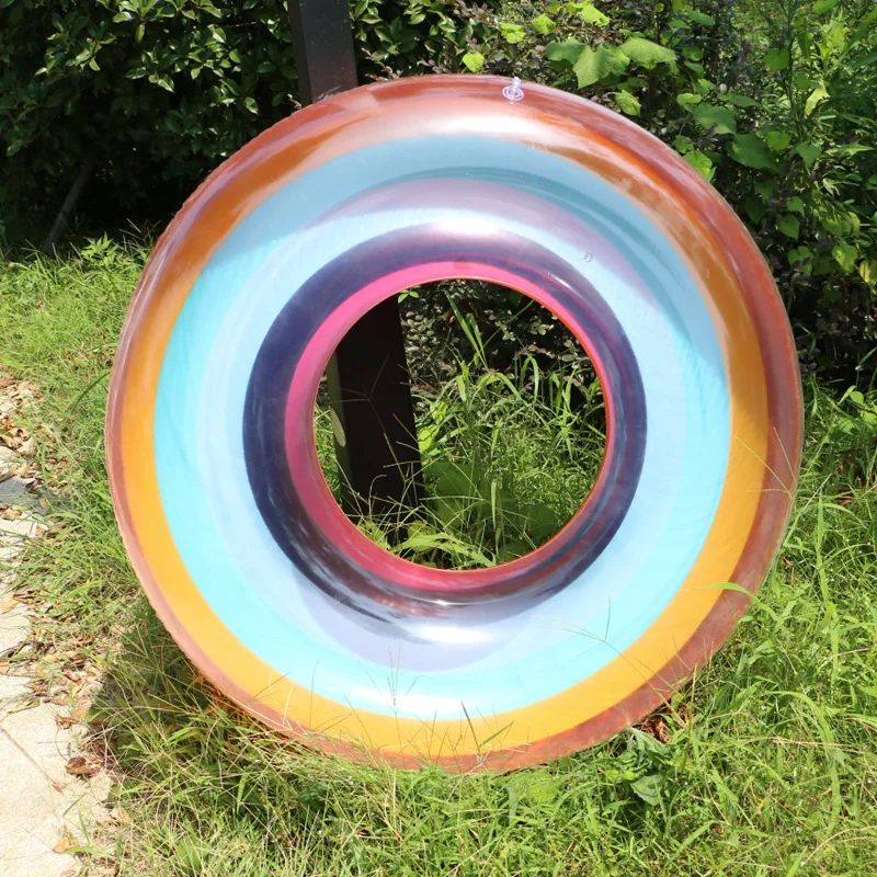 

Inflatable Rainbow Swimming Tube Water PVC Adult Color Translucent Swim Ring Life Ring Floating Row Manufacturers Direct Selling