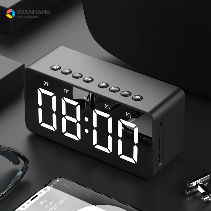 Bluetooth 5 0 портативный беспроводной светодиодный цифровой будильник стерео звук