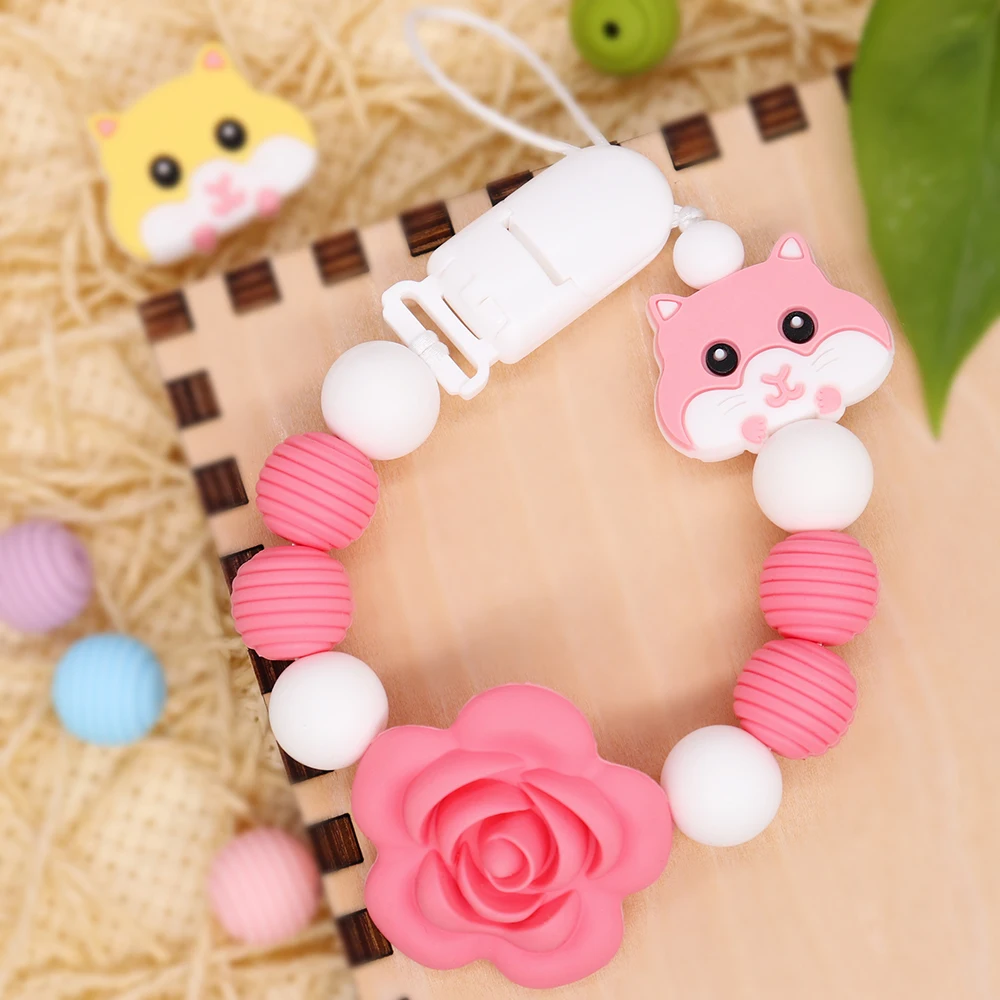

Pacifier Clips For Baby Infant Silicone Teether Teething For Pacifier Clips For Chewable Chewing Toys For BPA Free Food Grade